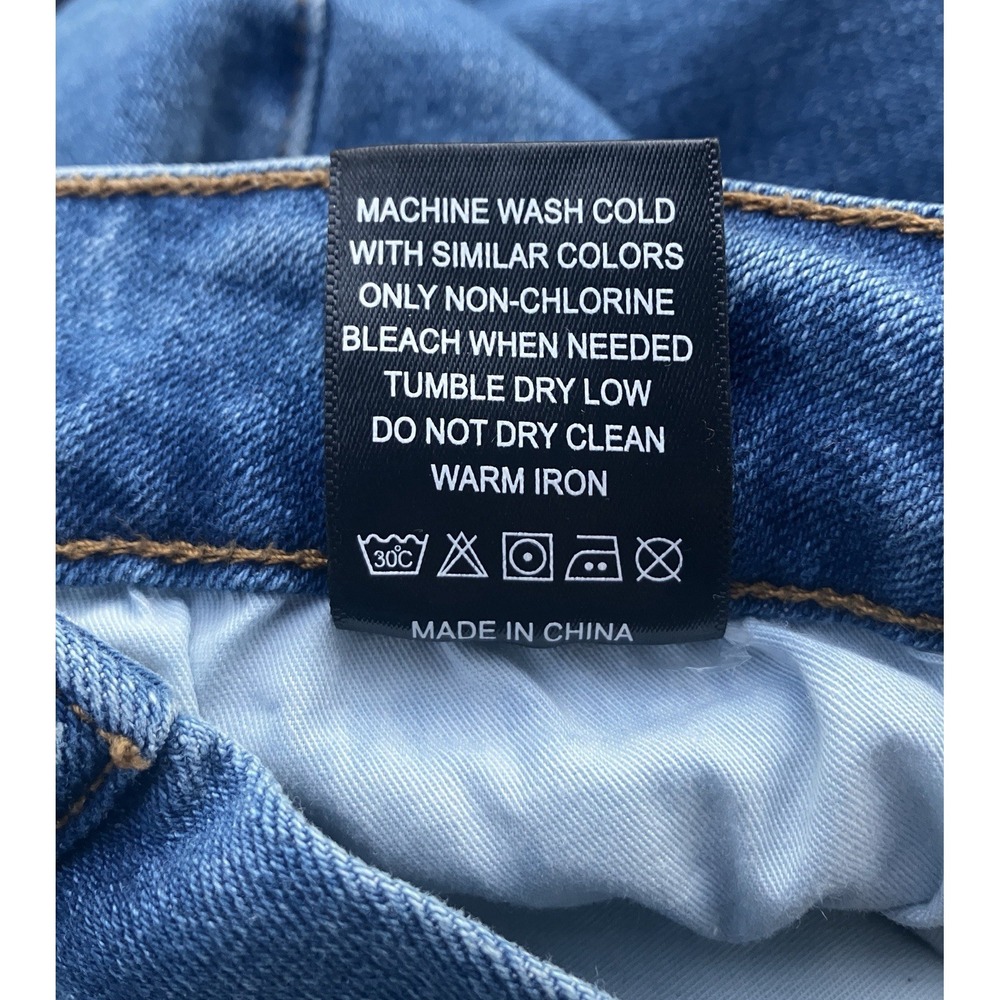 GUAPI Mens Size 28 Wavy Stacked Jeans Two Tone Patchwork Streetwear Blue - Picture 10 of 10